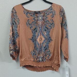 Nwt Apt. 9 Women's Brown Paisley Top Size Small Petite
